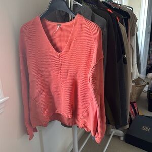 Free People Coral La Brea oversized v neck knit woman’s sweater
